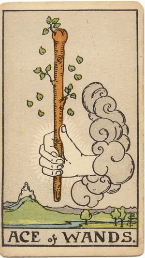 Carta As de Bastos del tarot Rider-Waite-Smith (1909)