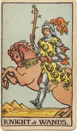 Carta Caballero de Bastos del tarot Rider-Waite-Smith (1909)
