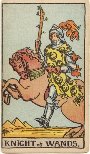 Carta Caballero de Bastos del tarot Rider-Waite-Smith (1909)