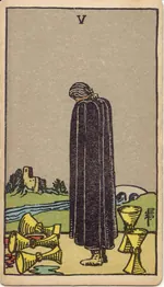 Carta Cinco de Copas del tarot Rider-Waite-Smith (1909)
