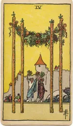 Carta Cuatro de Bastos del tarot Rider-Waite-Smith (1909)