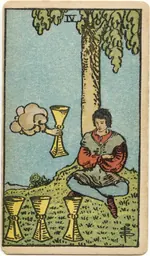 Carta Cuatro de Copas del tarot Rider-Waite-Smith (1909)