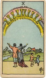 Carta Diez de Copas del tarot Rider-Waite-Smith (1909)