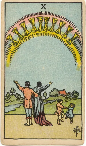 Carta Diez de Copas del tarot Rider-Waite-Smith (1909)