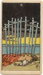 Carta Diez de Espadas del tarot Rider-Waite-Smith (1909)