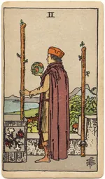 Carta Dos de Bastos del tarot Rider-Waite-Smith (1909)