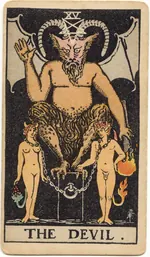 Carta El Diablo del tarot Rider-Waite-Smith (1909)