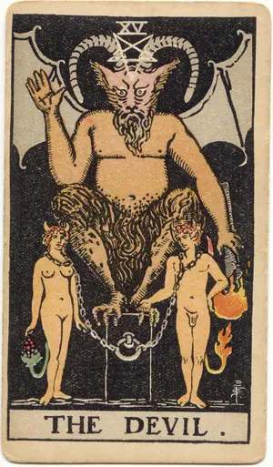 Carta El Diablo del tarot Rider-Waite-Smith (1909)