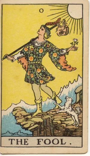 Carta El Loco del tarot Rider-Waite-Smith (1909)
