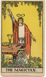 Carta El Mago del tarot Rider-Waite-Smith (1909)