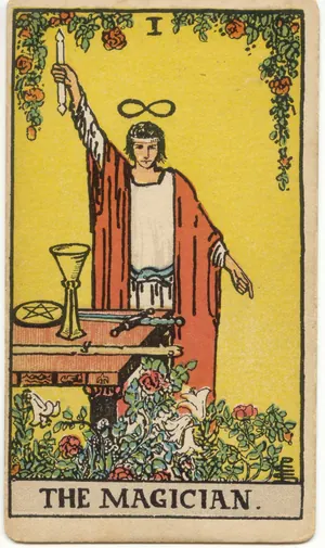 Carta El Mago del tarot Rider-Waite-Smith (1909)