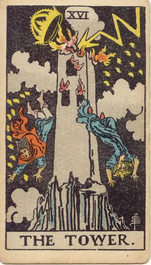 Carta La Torre del tarot Rider-Waite-Smith (1909)