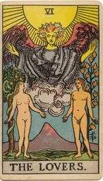 Carta Los Enamorados del tarot Rider-Waite-Smith (1909)