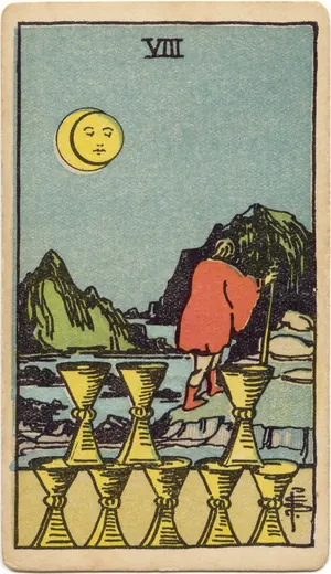 Carta Ocho de Copas del tarot Rider-Waite-Smith (1909)