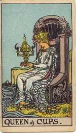 Carta Reina de Copas del tarot Rider-Waite-Smith (1909)