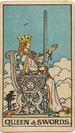 Carta Reina de Espadas del tarot Rider-Waite-Smith (1909)