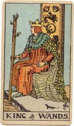 Carta Rey de Bastos del tarot Rider-Waite-Smith (1909)