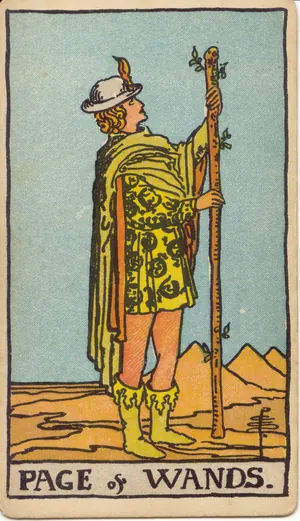 Carta Sota de Bastos del tarot Rider-Waite-Smith (1909)